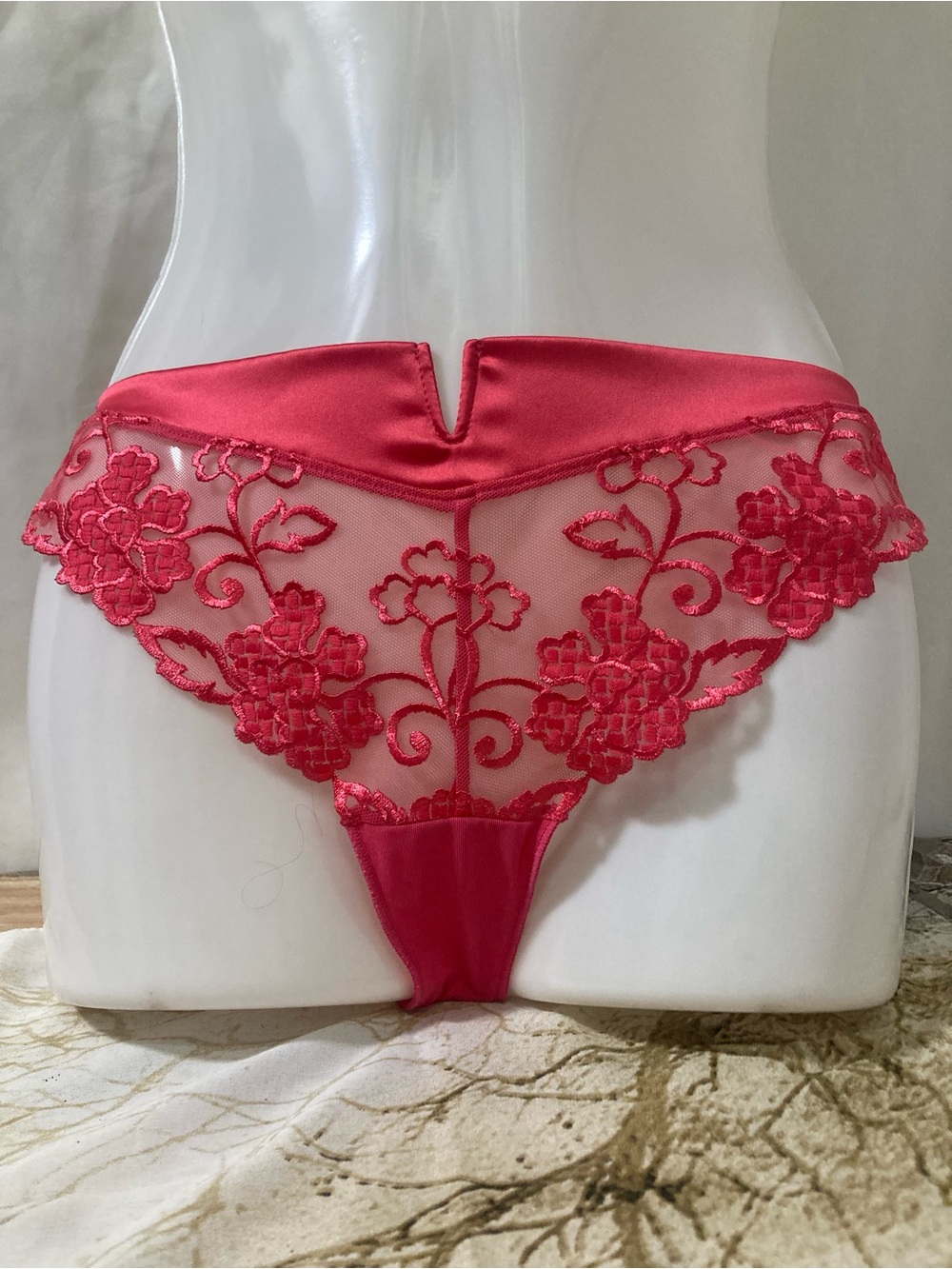 Simone Pérèle Red Embroidered Sheer Bikini Size 2 French Luxury Lingerie NWOT